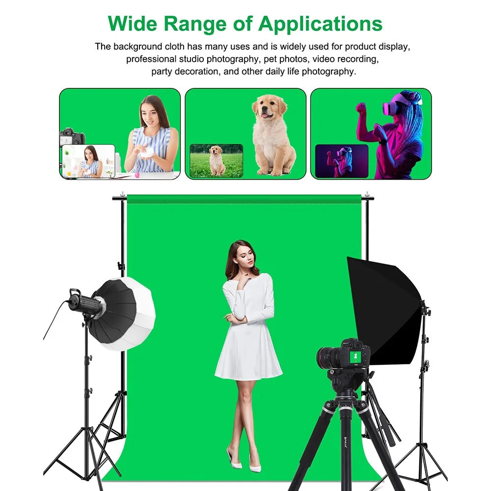 Portable 3x2M Green Screen Backdrop with Stand Kit for Photography Video Streaming Chroma Key - 2