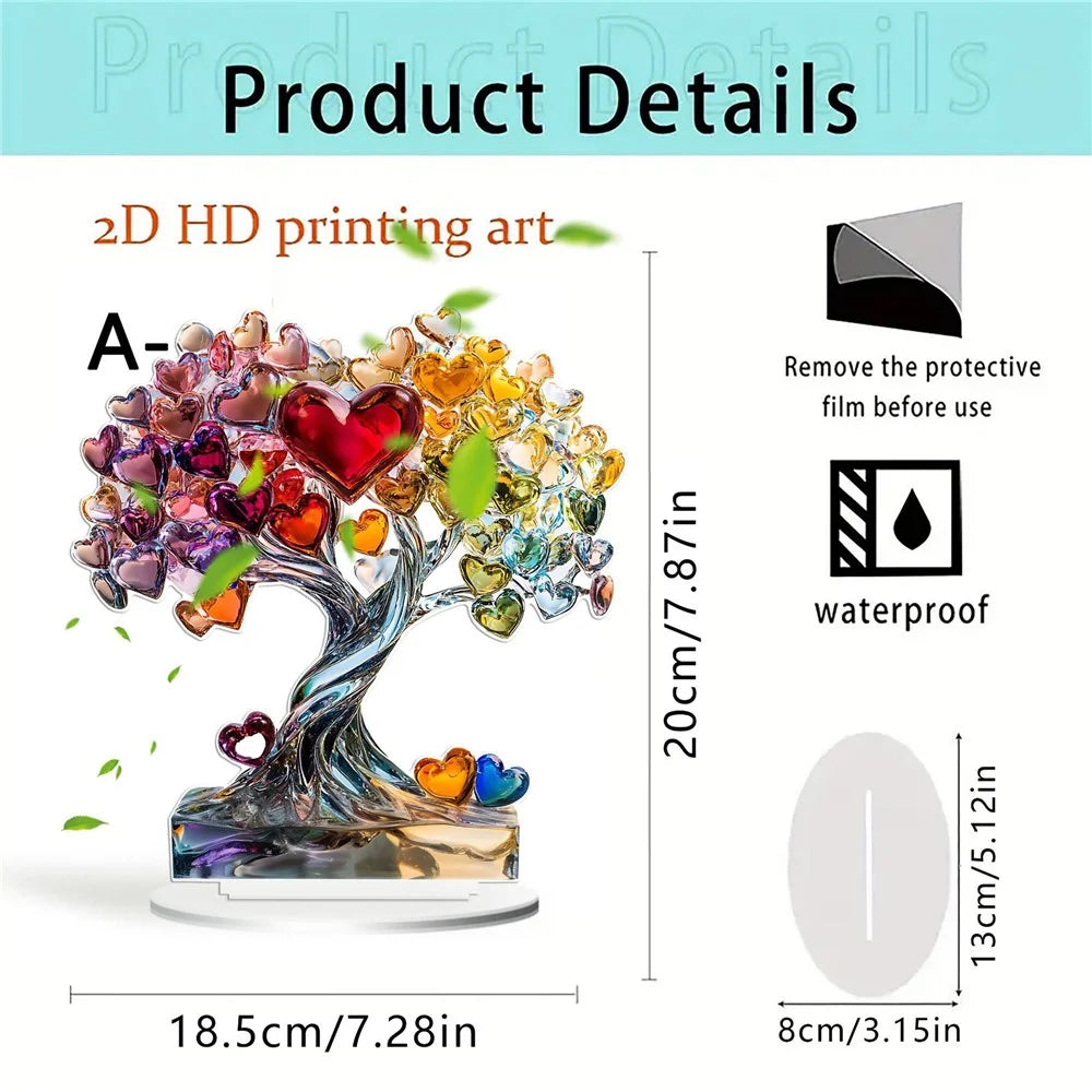 Colorful Heart / Butterfly Tree Acrylic Decor Bedroom Study Office Desktop Ornament with Base - SCB113-1 - 2