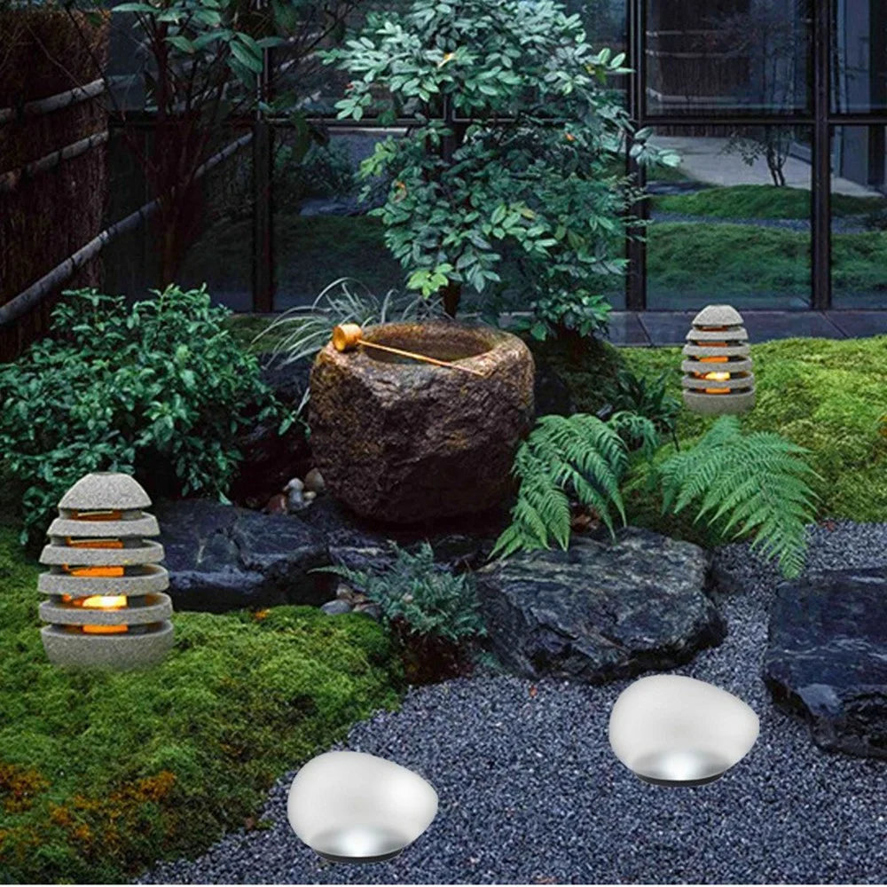 Solar Decorative Pebble Stone Design Garden Light Outdoor Waterproof Lawn Yard Lamp - White Light - 5