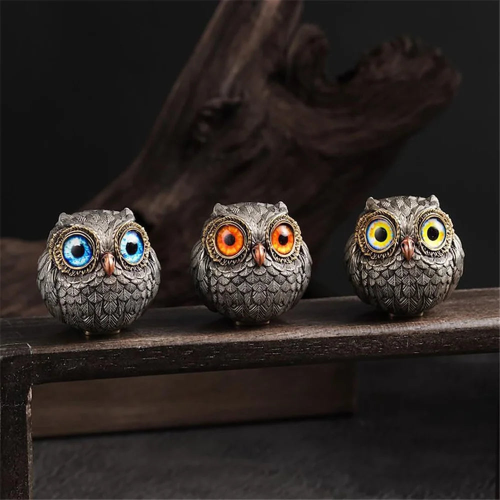 3Pcs Owl Resin Figures Decorative Crafts Display Figurines for Home Garden - 4
