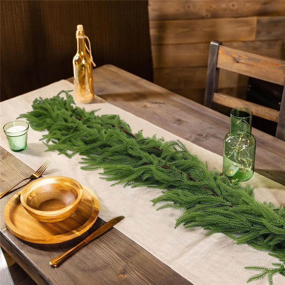 1.8m Artificial Pine Garland Cedar Vine Garland for Stairs, Fireplace, and Window Decoration Realistic Faux Pine Branches - 4