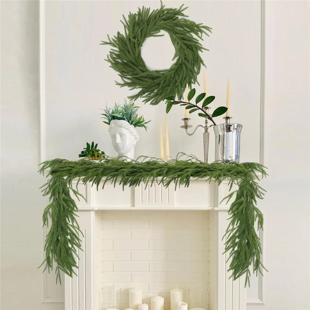 2.7m Artificial Pine Garland Cedar Vine Garland for Stairs, Fireplace, and Window Decoration Realistic Faux Pine Branches - 3