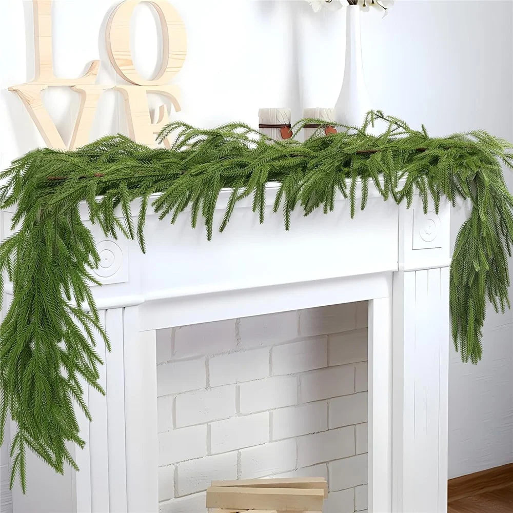 2.7m Artificial Pine Garland Cedar Vine Garland for Stairs, Fireplace, and Window Decoration Realistic Faux Pine Branches - 7