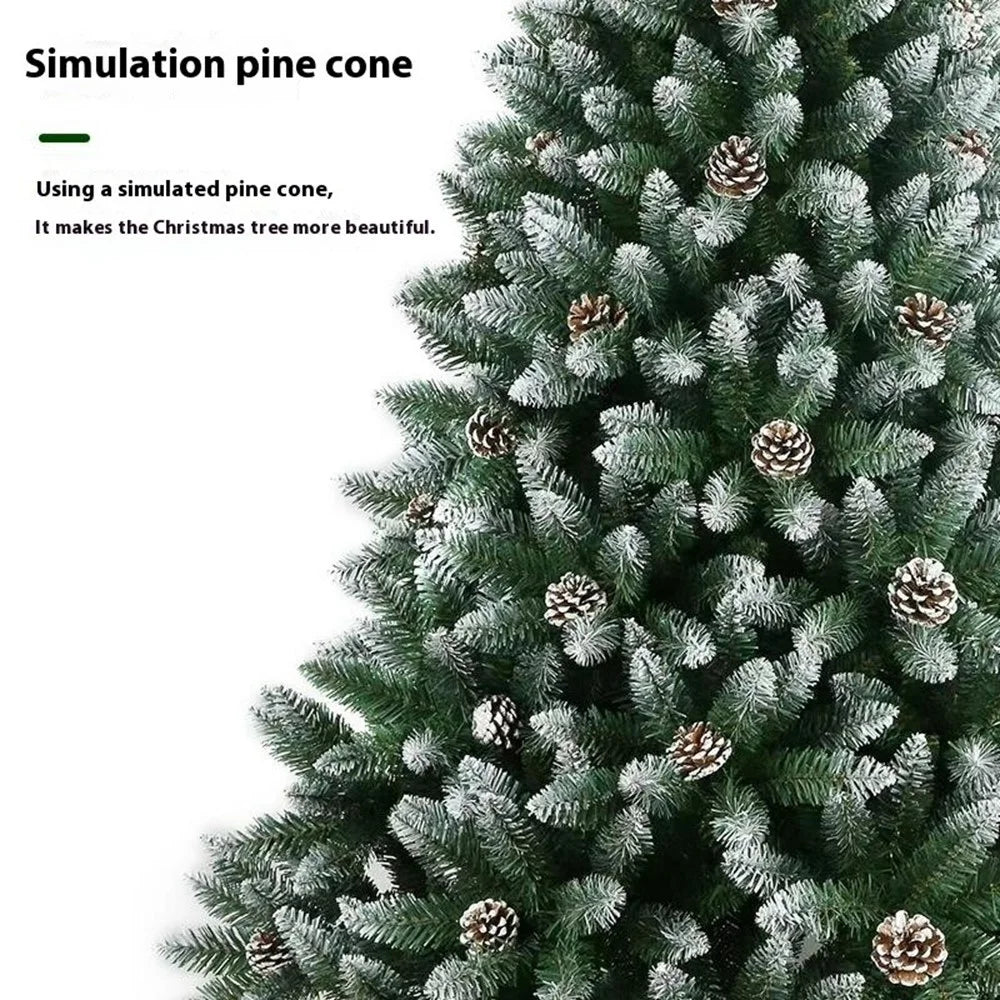 210cm Christmas Tree with Pine Cones Thickened 1100 PVC Tips Snow Flocked Artificial Xmas Pencil Tree Gift - 4