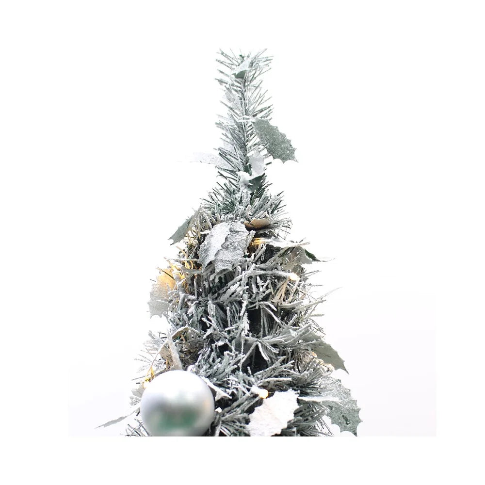 210cm Collapsible Spiral Christmas Tree with LED Lights Ornaments USB Powered Flocked Xmas Tree Party Decoration Gift - 2