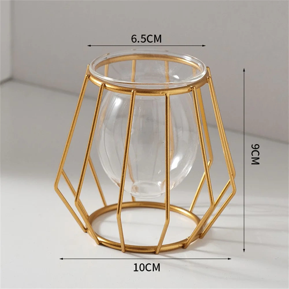 Hydroponic Vase Plant Holder Green Plants Support Container for Home / Office Desk Decor - Rhombus - 6