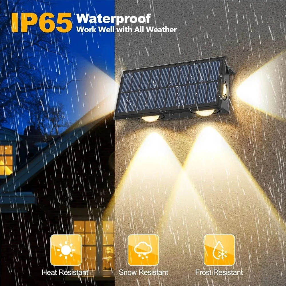 TS-G0308 1Pc 4LED Wall Washer Light Outdoor Solar Waterproof 3-Sided Ambient Lamp, Warm Light - 6