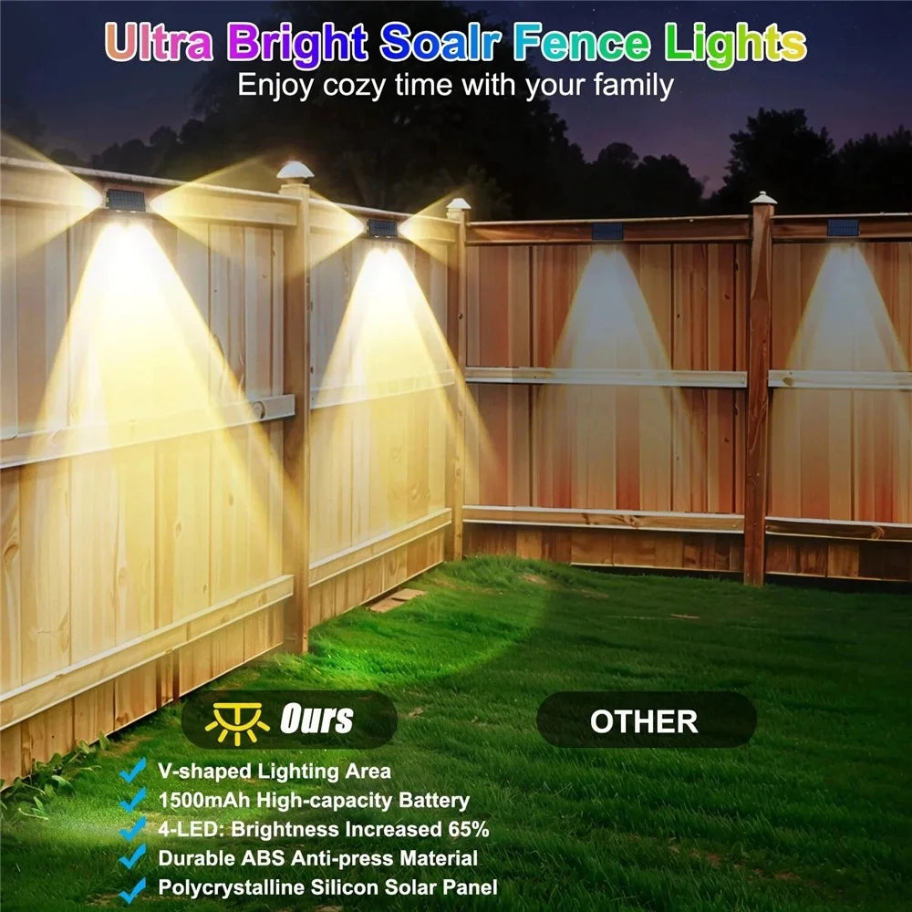 TS-G0308 4Pcs 4LED Wall Washer Light Outdoor Solar Waterproof 3-Sided Ambient Lamp, RGB+Warm Light - 3