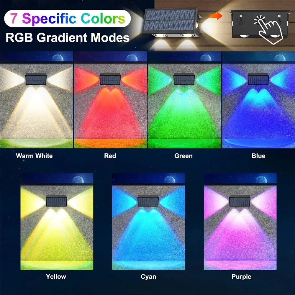 TS-G0308 4Pcs 4LED Wall Washer Light Outdoor Solar Waterproof 3-Sided Ambient Lamp, RGB+Warm Light - 5