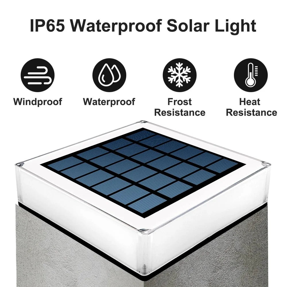 TS-S5306 3 Color Temperatures Waterproof Solar Powered Square Post Cap Light for Outdoor Fence Garden - 2