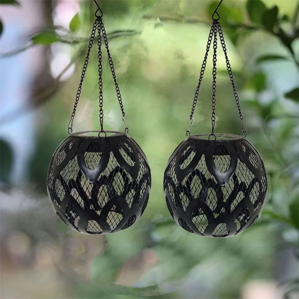 Art Petal LED Solar Powered Garden Light Lantern Shape Outdoor Decorative Hanging Lamp Waterproof for Lawn / Patio - 3