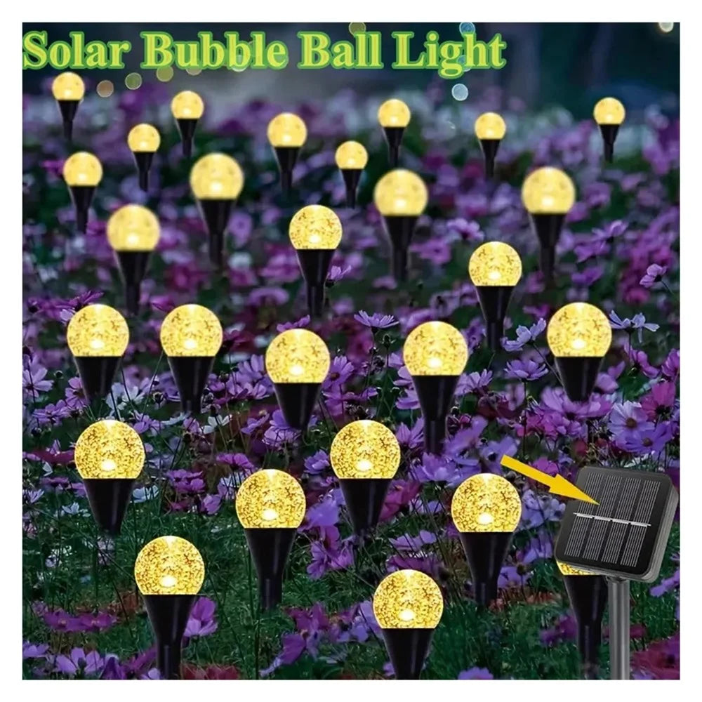 10-LED Crystal Bubble Ball String Lights Outdoor Solar Garden Lights for Lawn Patio Landscape Stake Lamps - Warm Light - 2