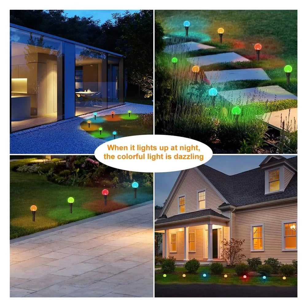 30-LED Crystal Bubble Ball String Lights Outdoor Solar Garden Lights for Lawn Patio Landscape Stake Lamps - Warm Light - 6