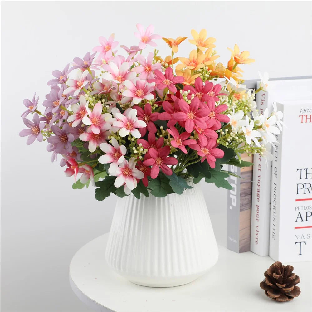2Pcs Artificial Chrysanthemum Bouquet Fake Flowers Arrangement Wedding Party Decoration - White - 3