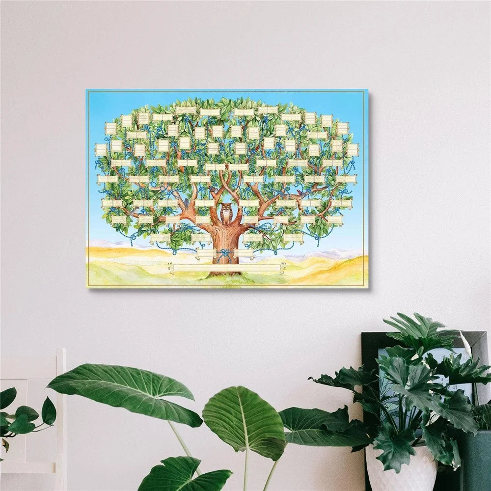 40 x 60cm Family Tree Canvas Fill In Blank Genealogy Chart Wall Art Fillable Family History Poster - 3