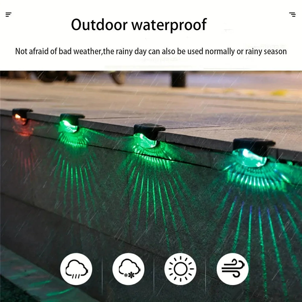 2 LED Solar Step Lights 4Pcs Deck Railing Fence Wall Stair Lighting Outdoor Waterproof for Garden / Patio / Pathway - White Light - 2