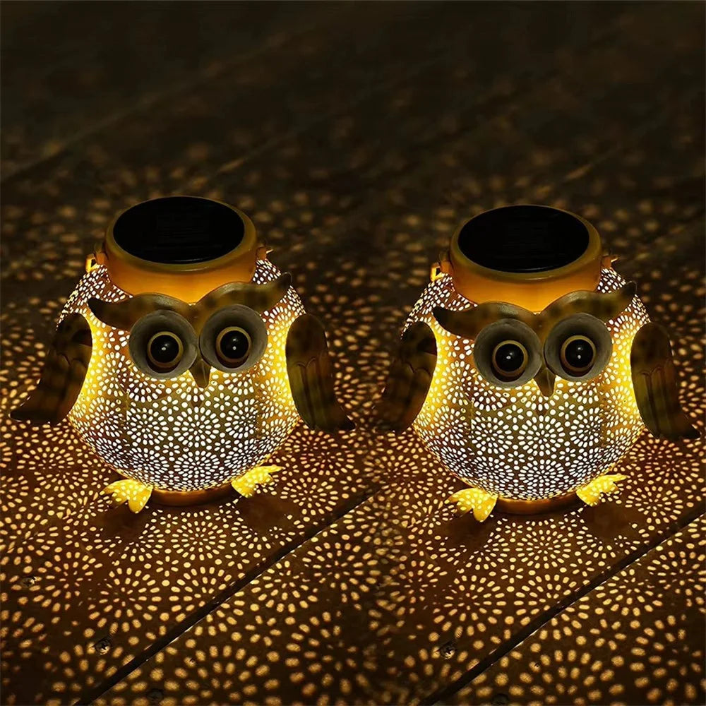 Solar Powered Owl Hanging Light Iron Art Waterproof Outdoor Garden Lantern for Lawn Patio Yard - 5