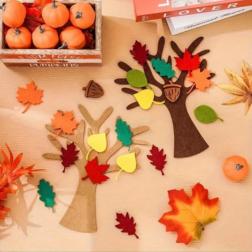 96Pcs DIY Felt Tree Craft Kit Fall Thanksgiving Party Gift Home Decor - Multi-color - 3