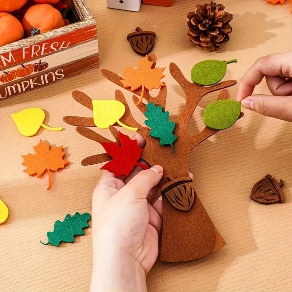 96Pcs DIY Felt Tree Craft Kit Fall Thanksgiving Party Gift Home Decor - Multi-color - 4