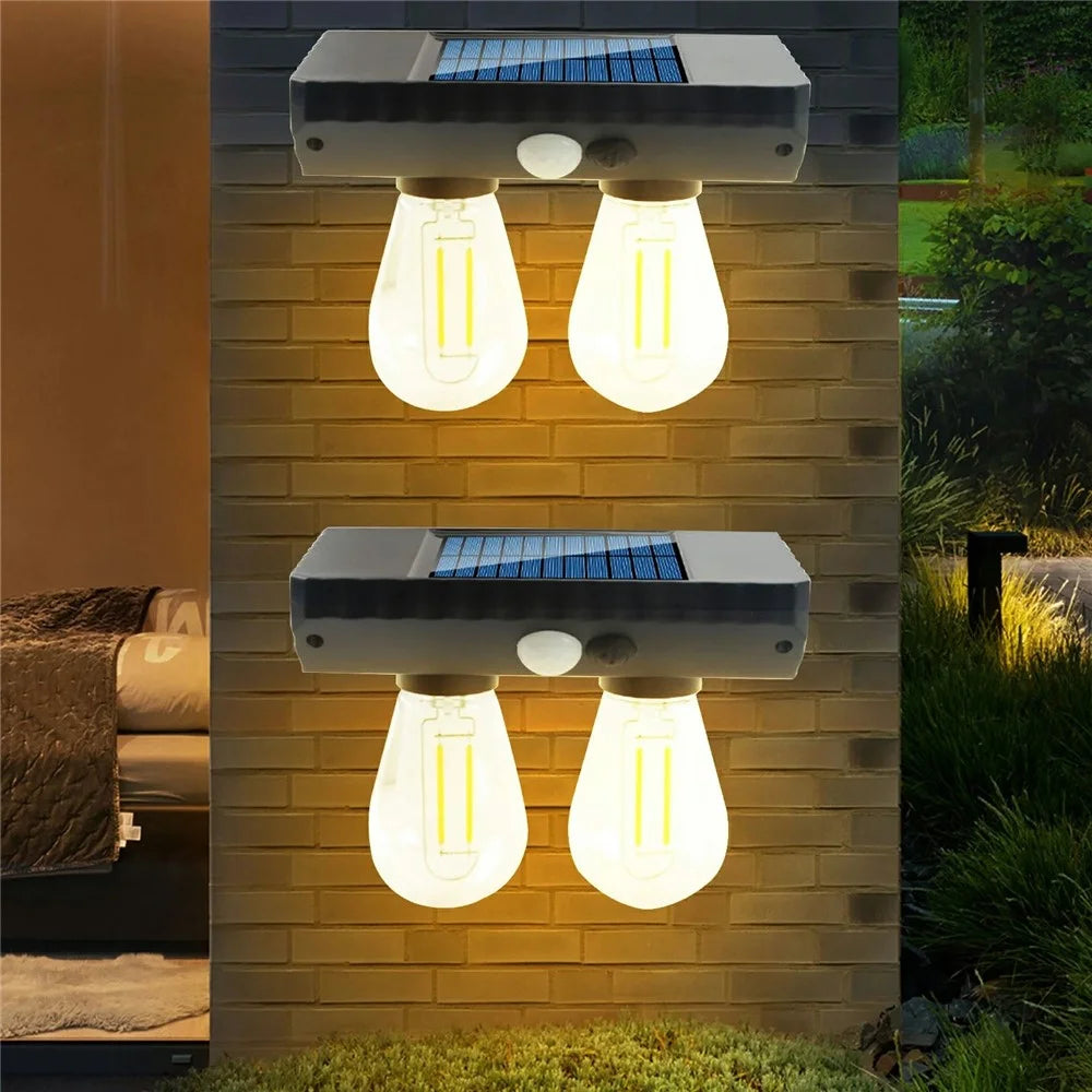 Dual Solar Tungsten Filament Bulb Light Outdoor Motion Sensor Wall Light Solar Powered LED Lamp - 5