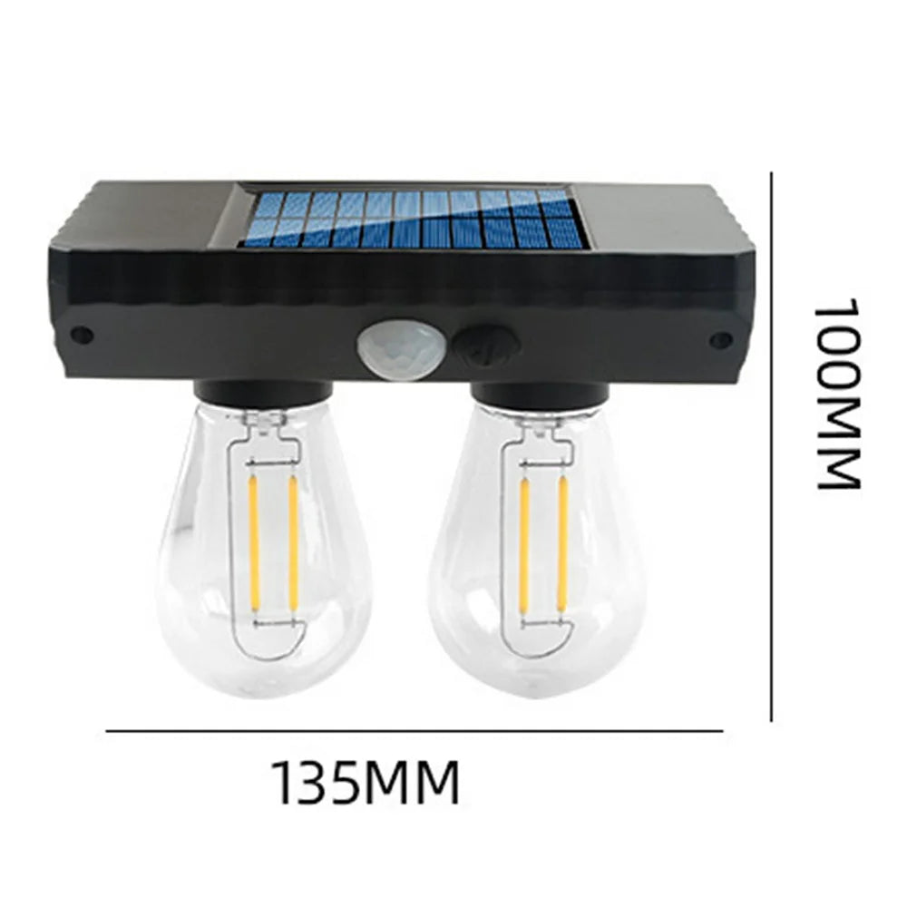 Dual Solar Tungsten Filament Bulb Light Outdoor Motion Sensor Wall Light Solar Powered LED Lamp - 6