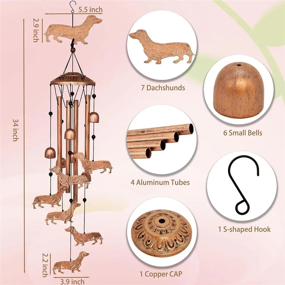 34 Inch Iron Wind Chimes Musical Garden Decor Outdoor Yard Musical Wind Bells for Garden / Patio Decor - Cat - 6