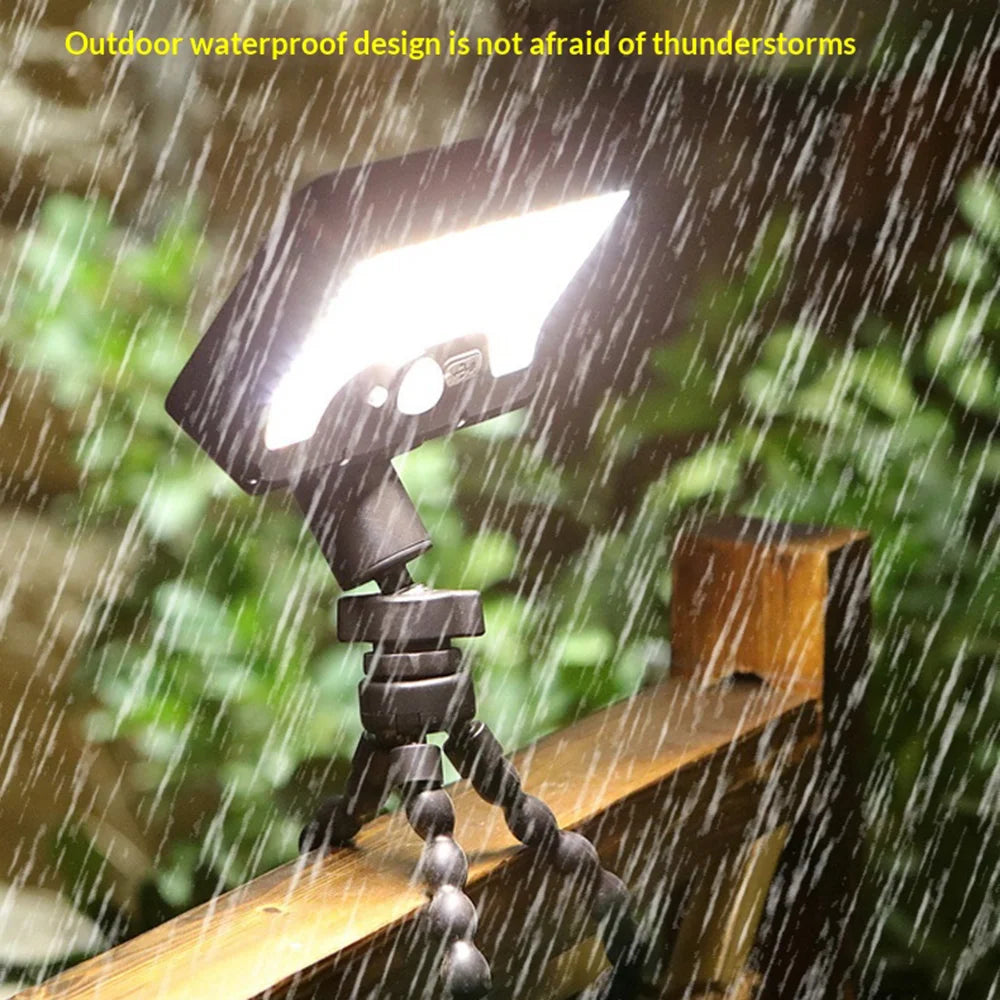 Waterproof 92-LED Solar Garden Light Outdoor Motion Sensor Path Wall Light with Flexible Octopus Mount - White Light/Black - 3