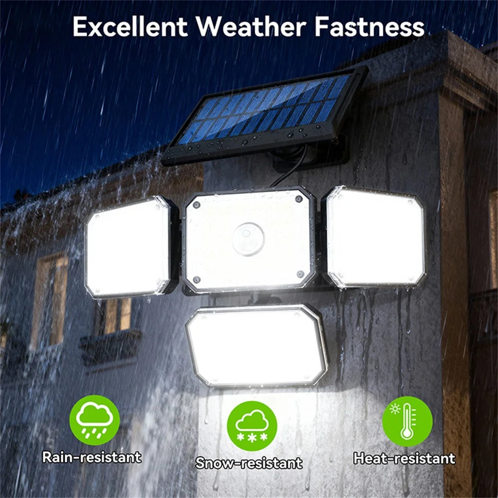 TG-TY18402 Solar Motion Sensor Light 4 Heads 336 LED 2000mAh Wall Lamp for Outdoor Garden Garage - 7