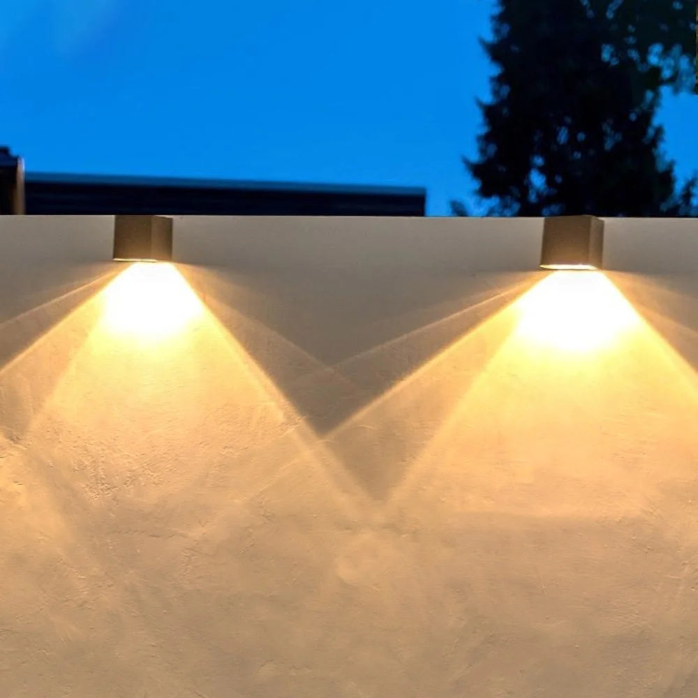 Solar Powered Square Wall Light Outdoor Garden Fence IP55 Waterproof Decoration Warm Light for Yard - Warm White Light - 7