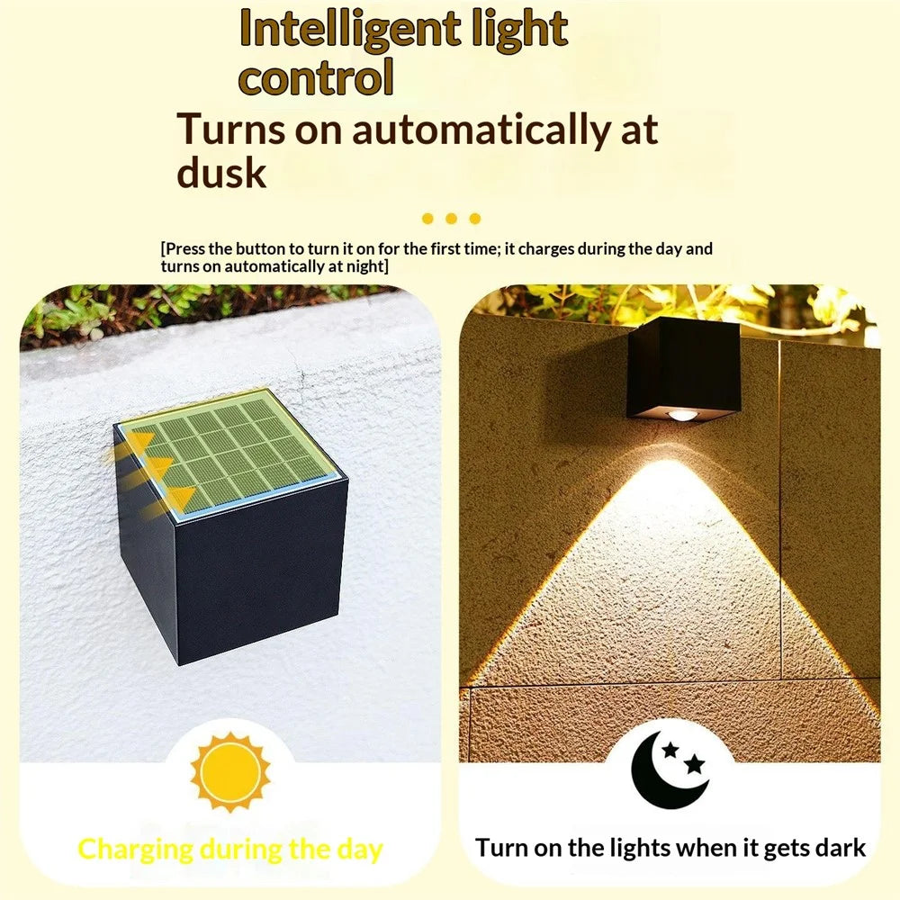 Solar Powered Wall Light Monocrystalline Panel 3-Color Temperature 1500mAh Waterproof Wall Lamp for House Number Garden Patio - 7