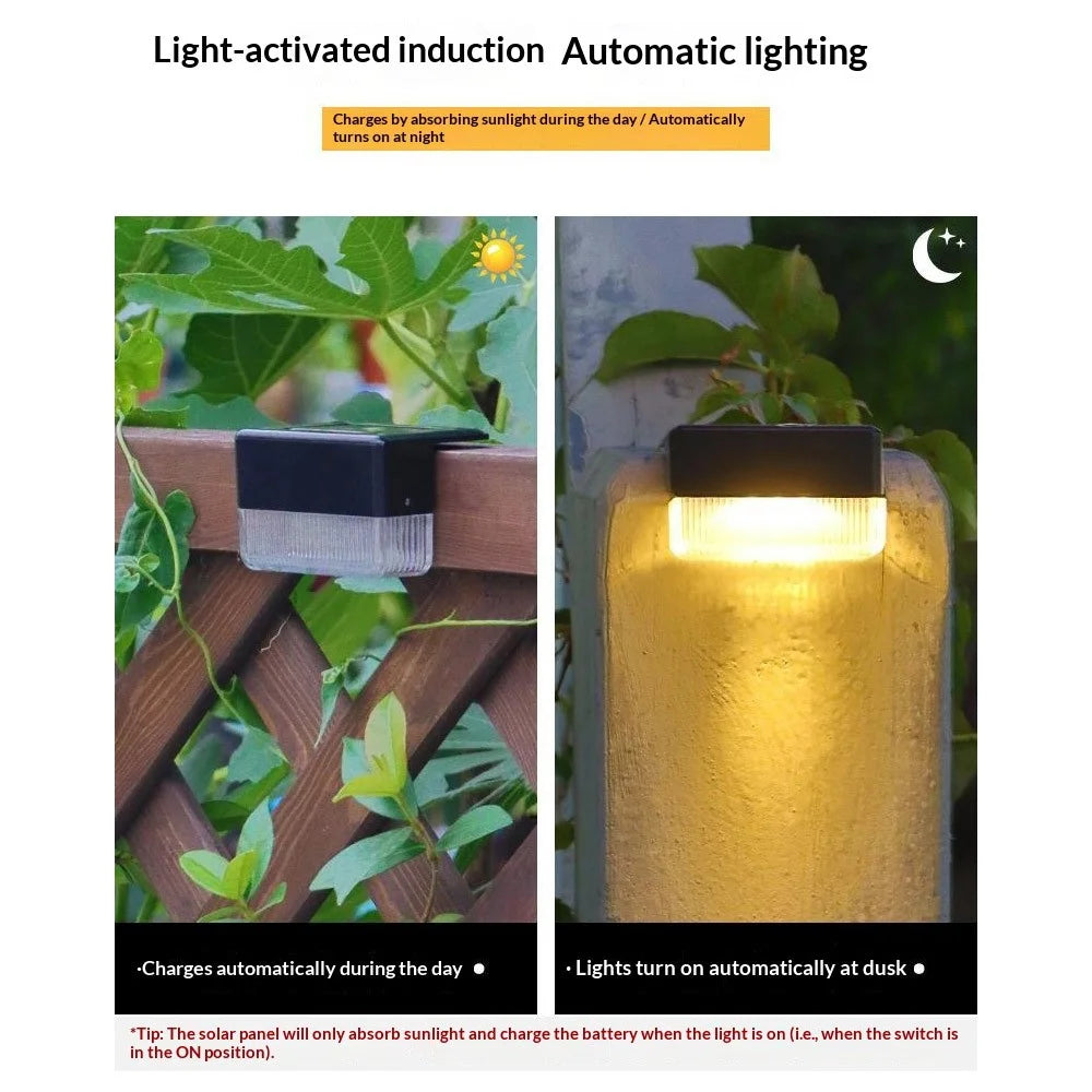 Solar Powered Fence Light IP55 Waterproof Dual Modes 3000K Warm White RGB LED Garden Stair Railing Lamp - 6