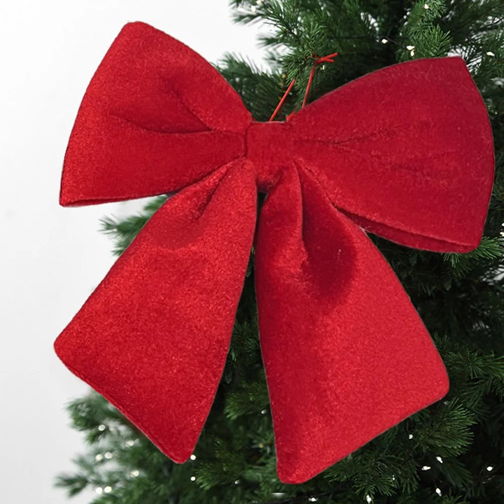 15 x 13cm Size S Velvet Bow Christmas Decoration Holiday Tree Ornament for Xmas Wedding Party - Red - 2