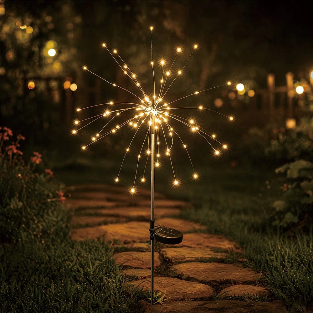 150 LEDs Solar Firework Garden Lights Waterproof Lamp for Garden Patio Yard Christmas Decoration - Warm White - 1