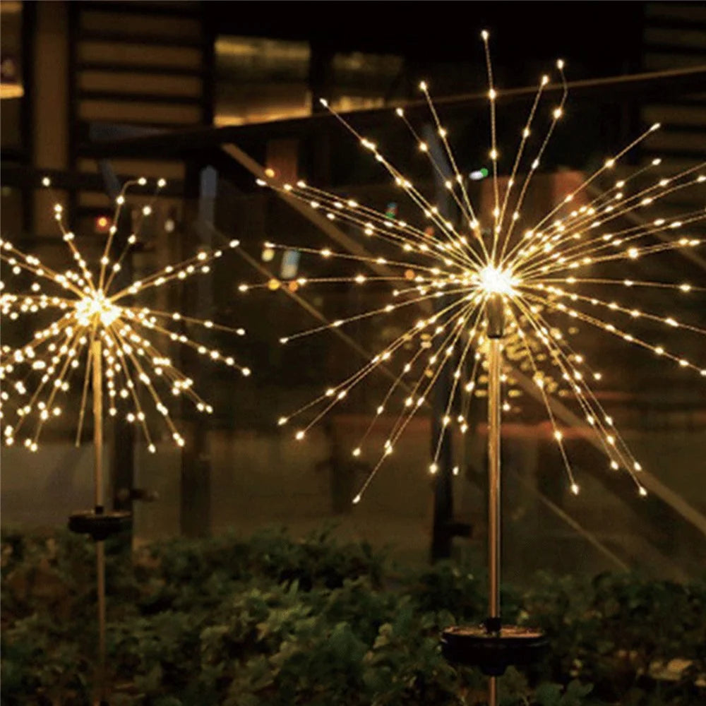150 LEDs Solar Firework Garden Lights Waterproof Lamp for Garden Patio Yard Christmas Decoration - Warm White - 2