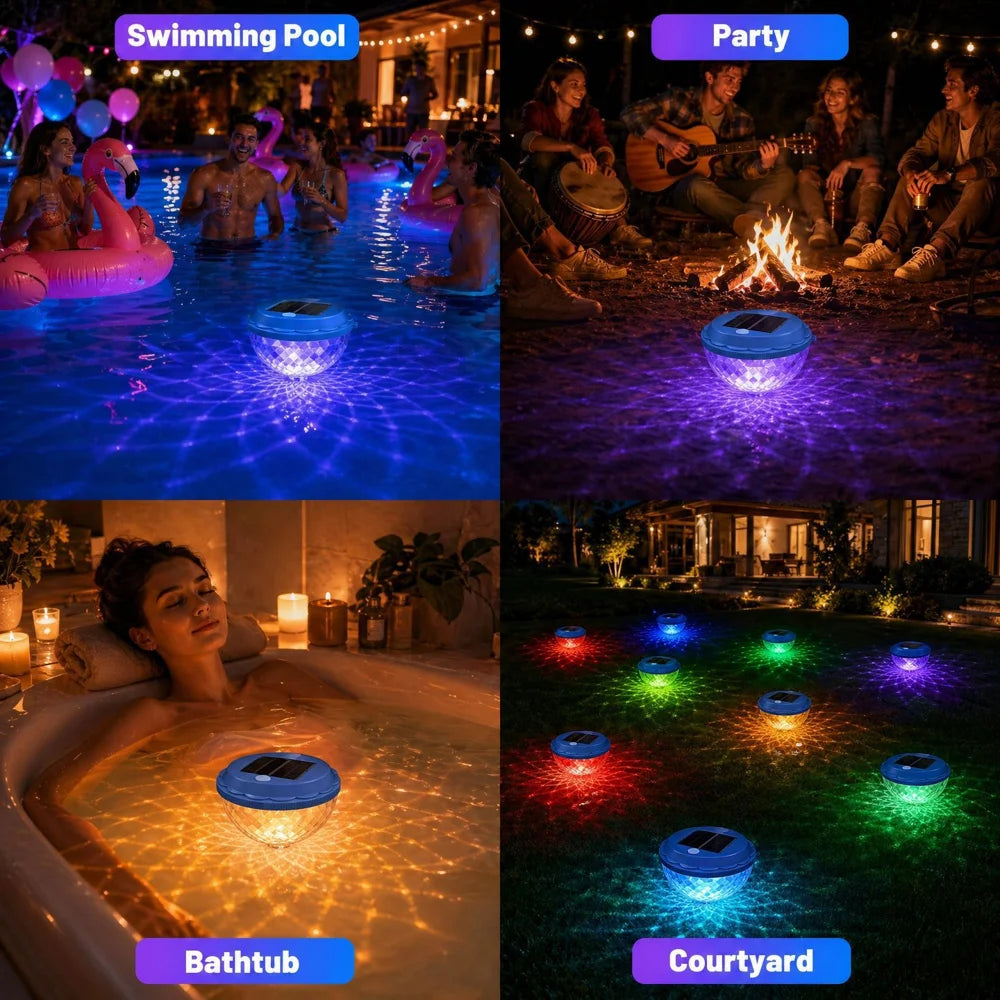 Solar Floating Pool Light LED Raindrop IP67 Waterproof 7-Color Pond Fountain Light for Garden - 3