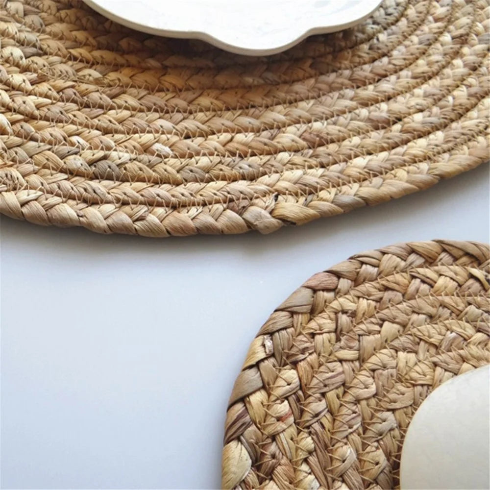 11cm Round Straw Drink Table Mat Home Table Decoration Insulated Cup Mat - 3
