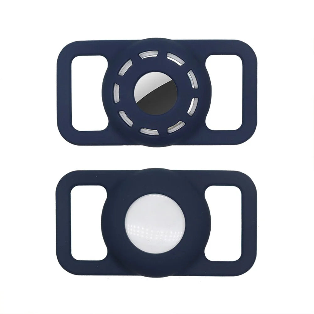 Hollow Out Pet Dog Anti-lost Tracking Locator Silicone Case Protective Cover for Apple AirTag, Size: L - Dark Blue - 1