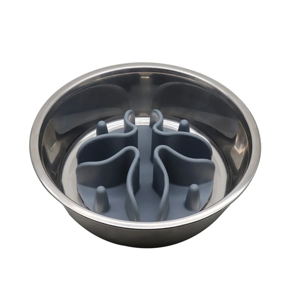 Silicone Dog Slow Feeding Bowl Insert with Suction Cup Pet Food Dispenser Accessories - Grey - 2