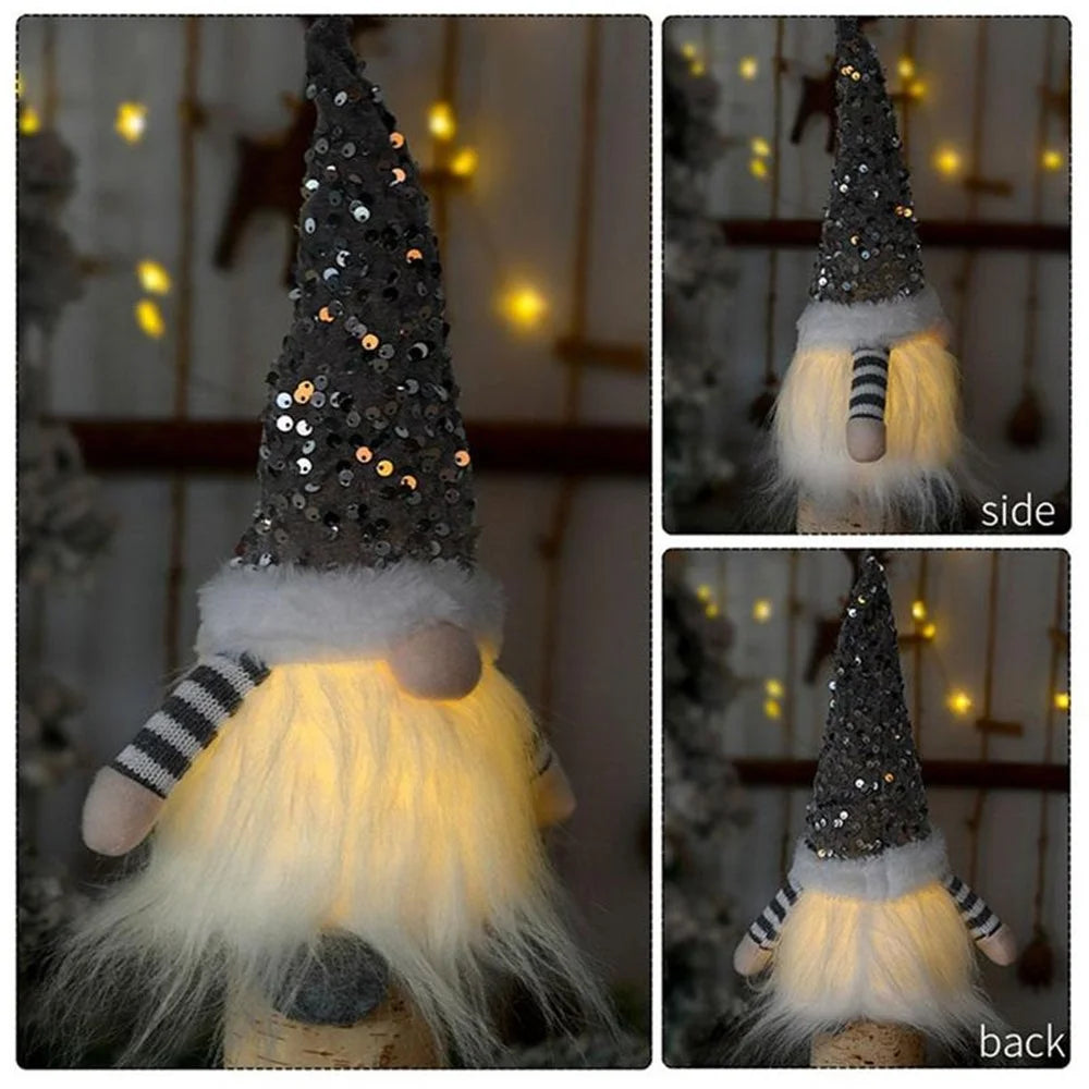 Little Christmas Gnome Doll Ornament Luminous Party Cute Toy Decoration - Grey - 3