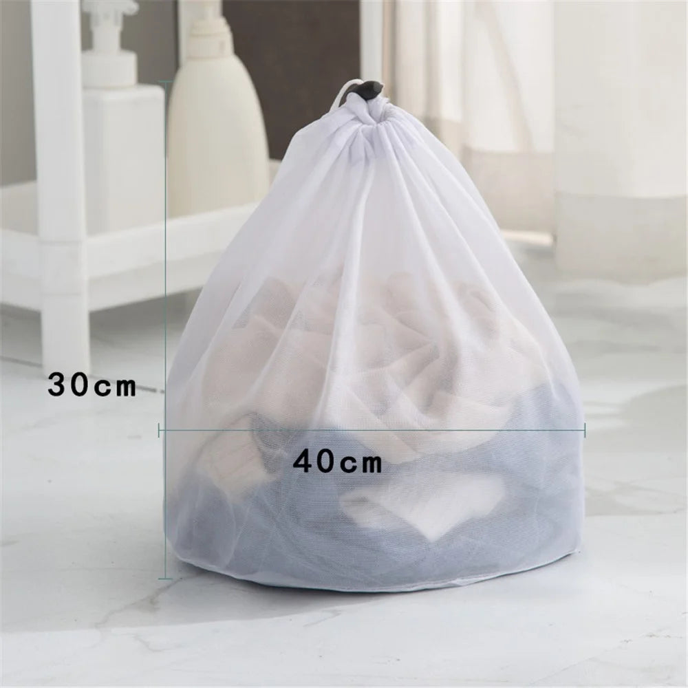 30x40cm Convenient Drawstring Laundry Mesh Bag for Home School Travel, Machine Washable Delicate Washing Bag (Thin Mesh) - 5