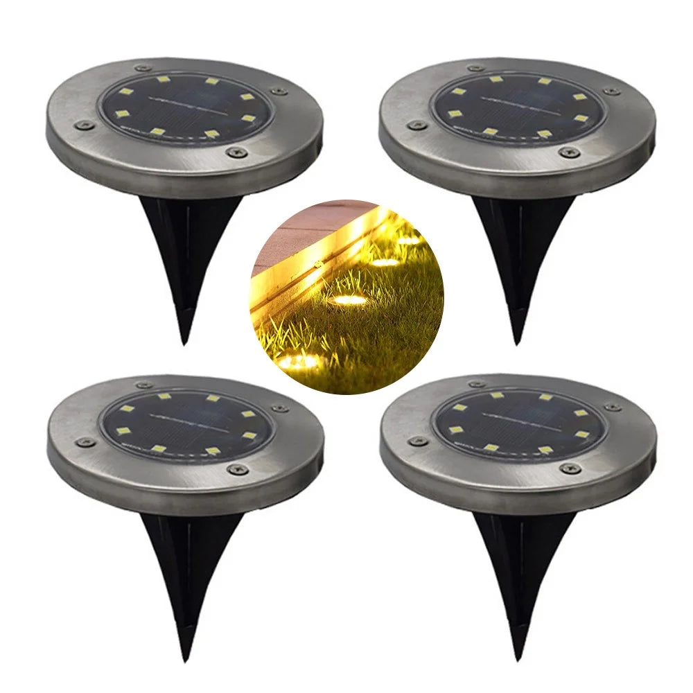 4Pcs 8LED Outdoor Gardening Lights Decorative Lamp with Warm Color for Yard Path - 1