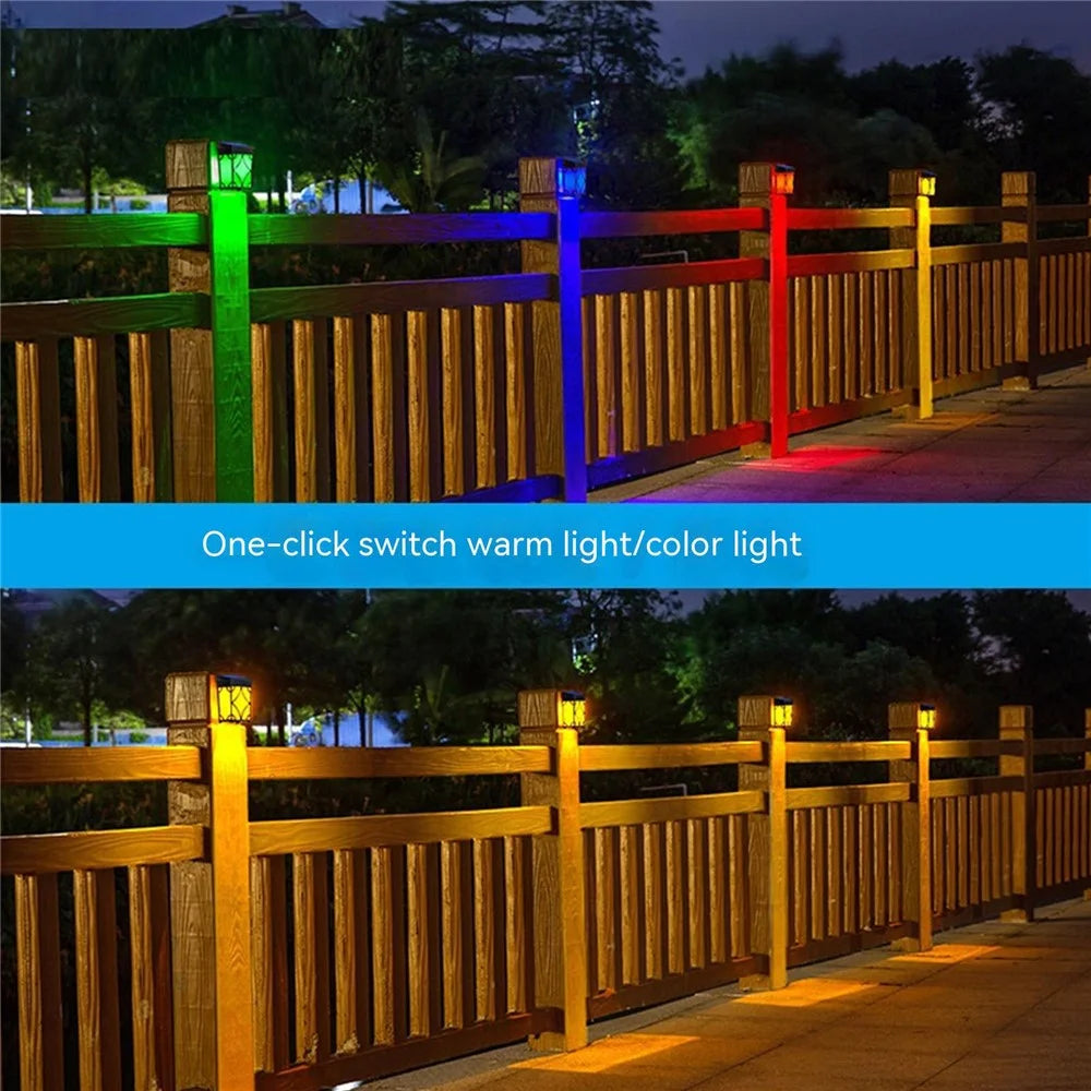 DS601 Retro Style Home Yard Porch Lamp LED Solar Powered Wall Hanging Light with RGB + Warm Light - 2