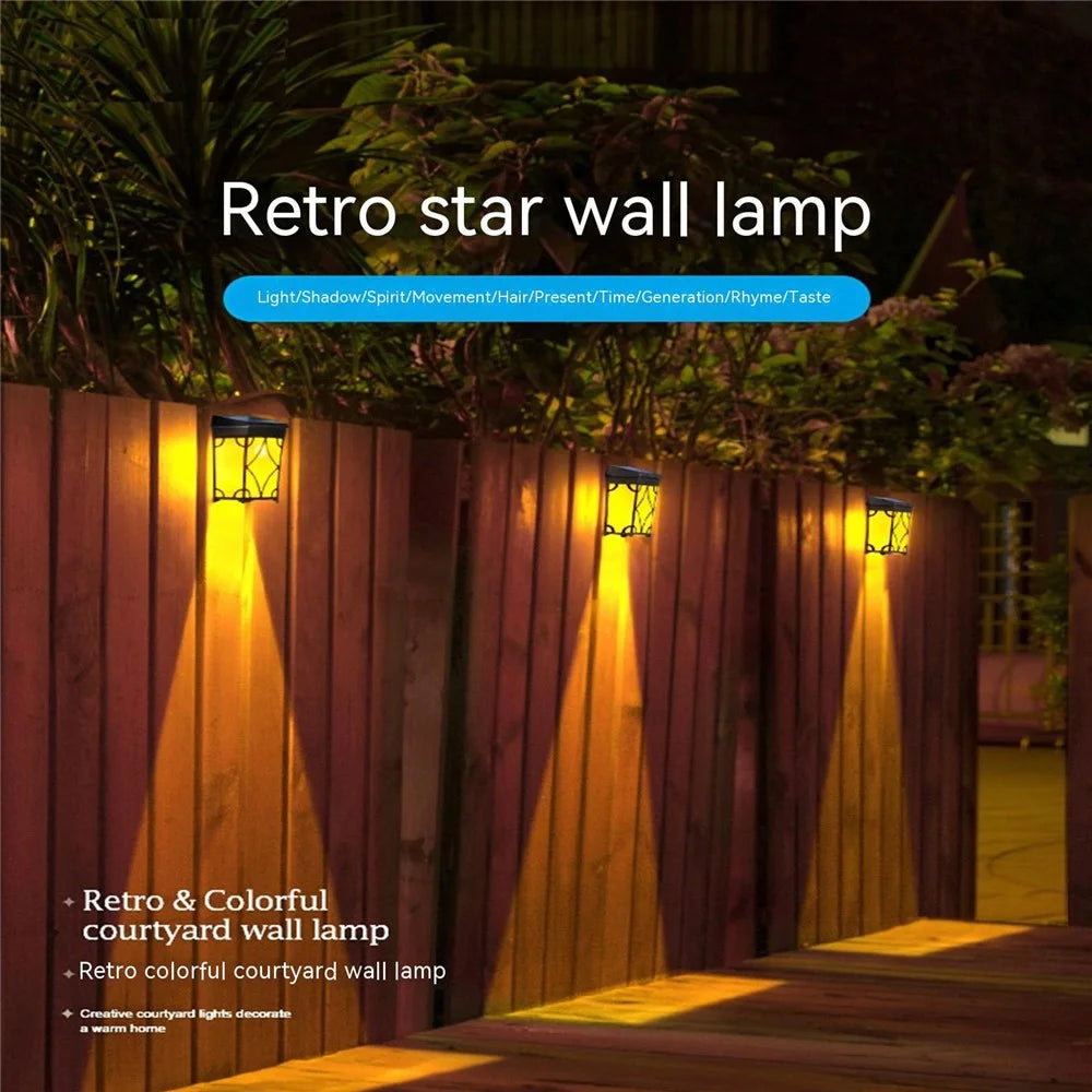 DS601 Retro Style Home Yard Porch Lamp LED Solar Powered Wall Hanging Light with RGB + Warm Light - 5
