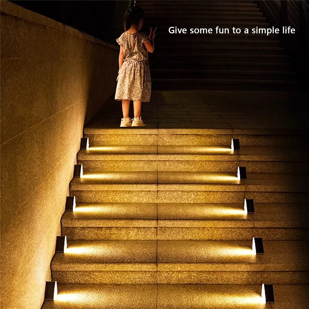 2Pcs Solar Step Lights for Outside Warm Solar Stair Lights Long-lasting Brightness Enhanced Battery - 6