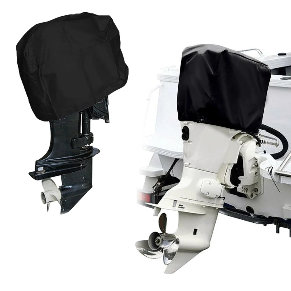 175-250HP 210D Oxford Cloth Yacht Half Outboard Motor Engine Dust Cover Marine Engine Protector, 82x50x60cm - Black - 2