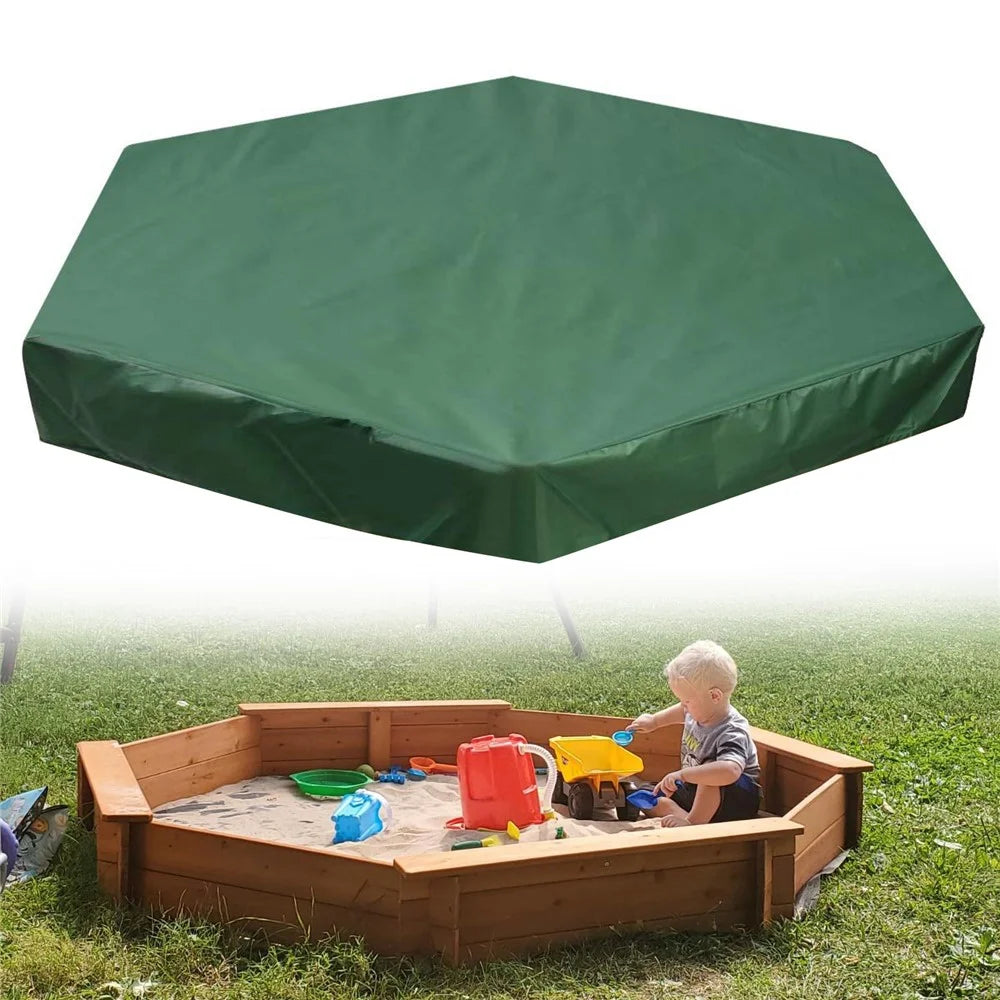 140x110x20cm 210D Oxford Cloth Sandpit Cover Hexagonal Pool Cover with Drawstring Sandbox Cover - 4