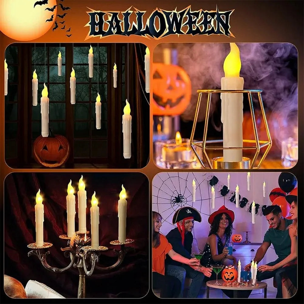 12PCS LED Floating Candles with 1PC Magic Wand Remote Timer for Birthday Halloween Party - Style A / Warm White Light - 5