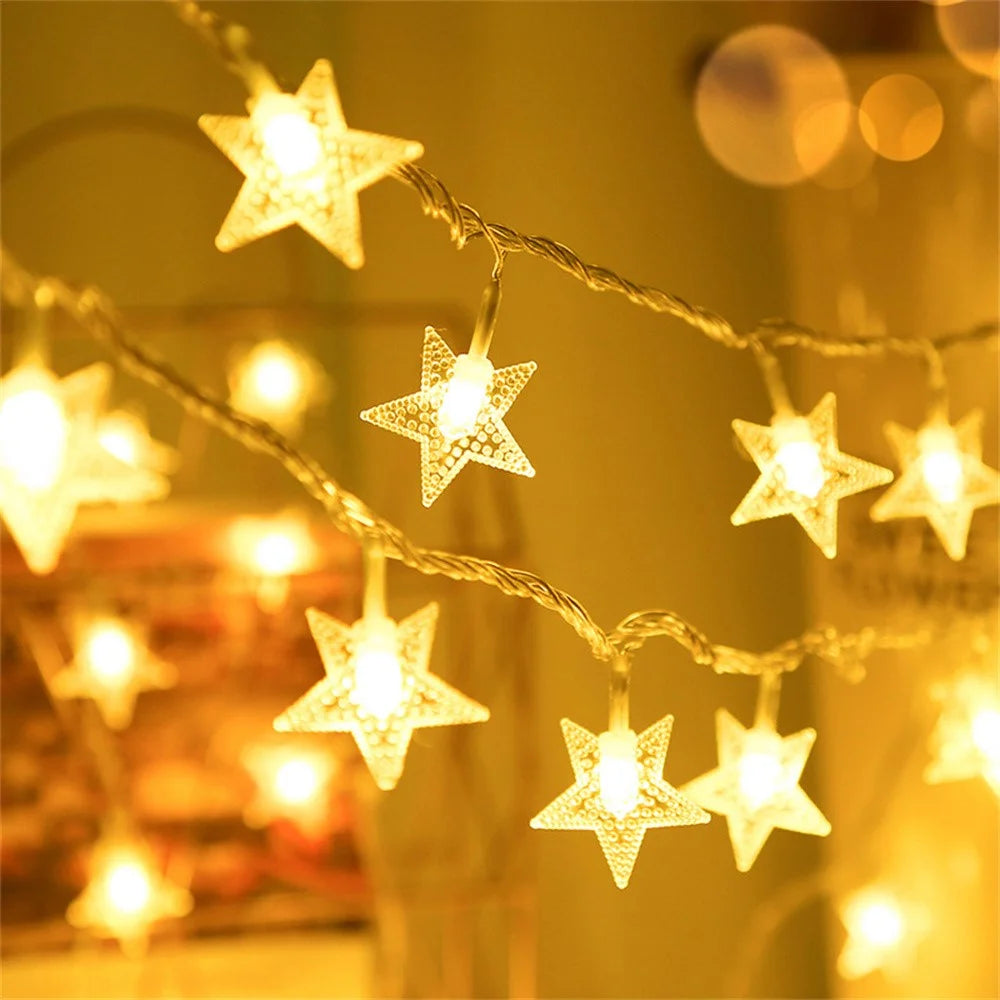 3m 20-LED Star Design String Light Outdoor Home Festival Decorative Ambient Light, Battery Box Powered - 1