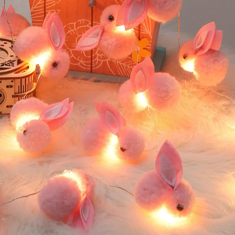 2m 20 LED Cute Rabbit String Lights Gift Cotton Fairy Lights Battery Operated - Warm White Light - 2