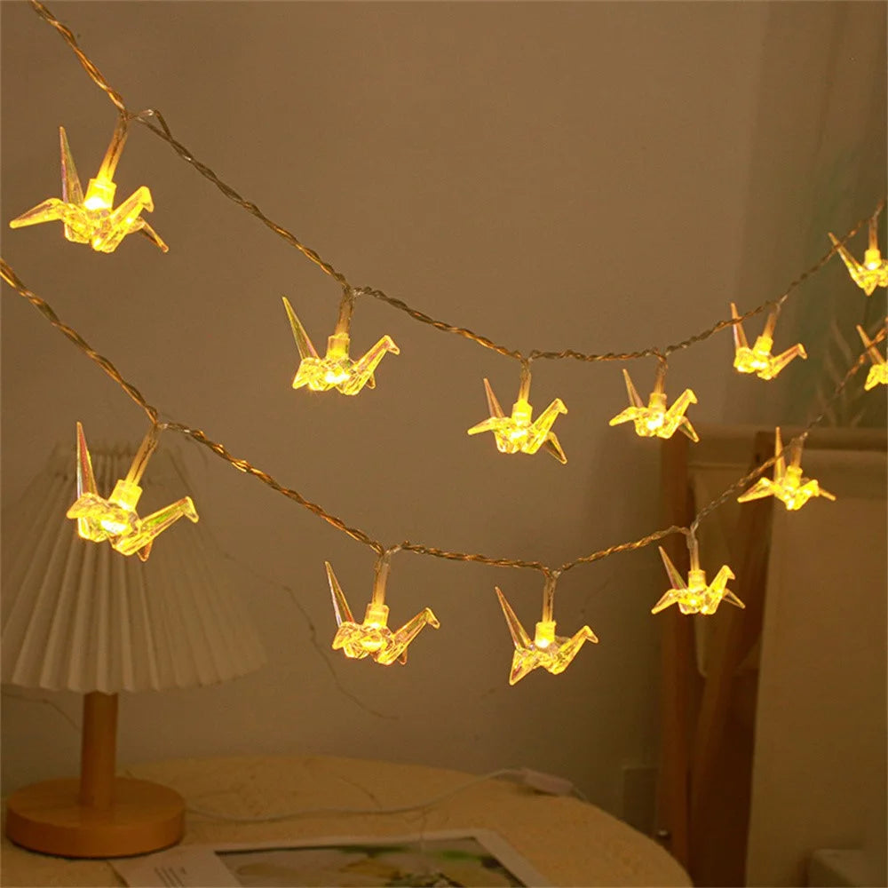 1.5m 10 LED Decorative String Lights Battery Operated Fairy Lights Gift for Outdoor / Indoor - Thousand Paper Crane / Warm White - 1